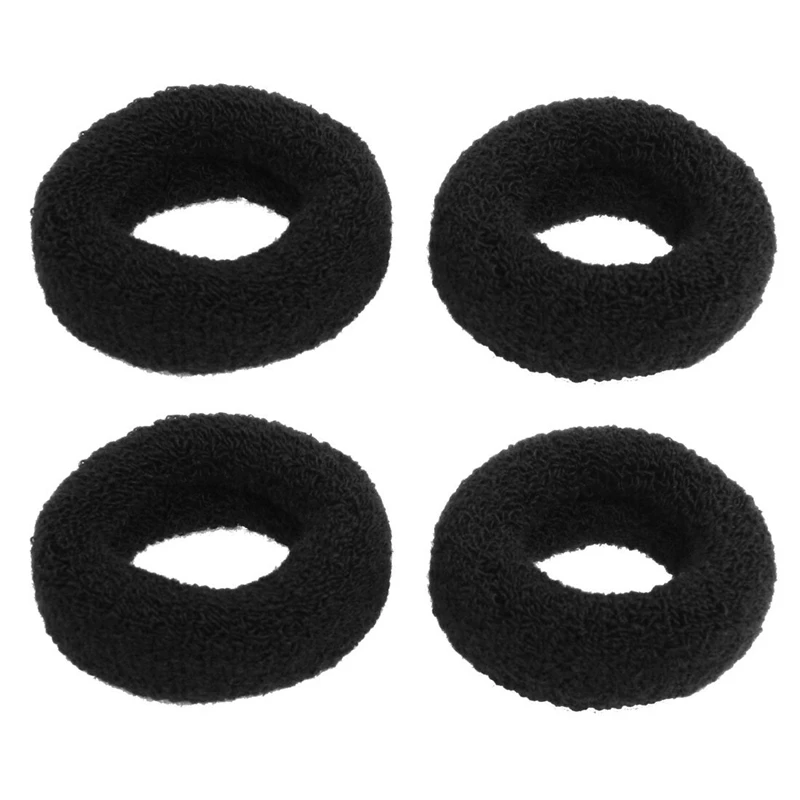 

1.8 Inch Wide Soft Elastic Plush Ponytail Holder Hair Tie Band Black 4 Pcs