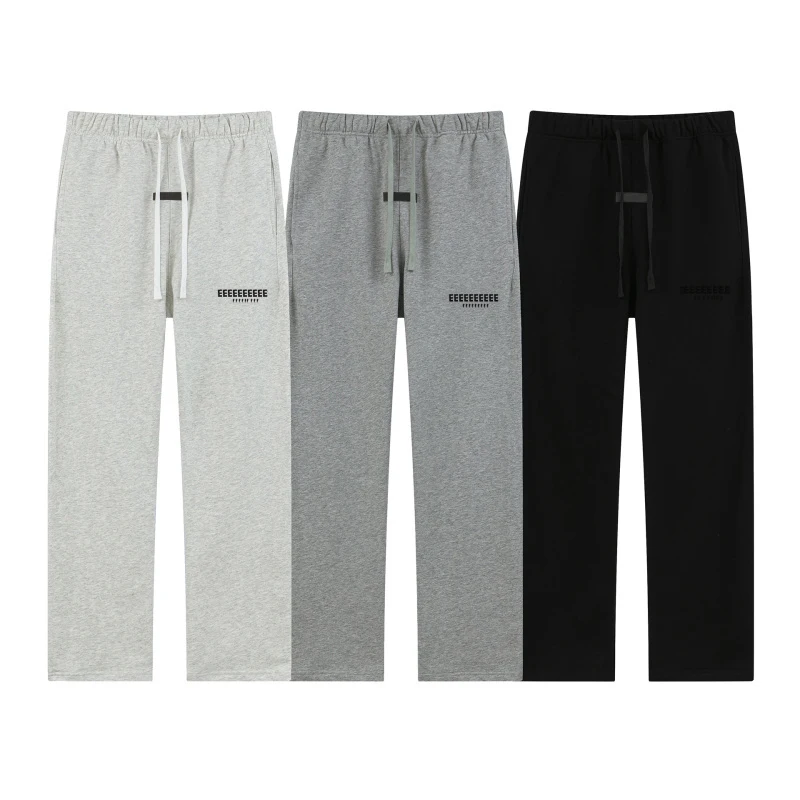 Фото Классические брендовые флокированные брюки с буквенным принтом, высококачественные повседневные спортивные штаны с двойной линией и логотипом, роскошные модные прямые брюки №1