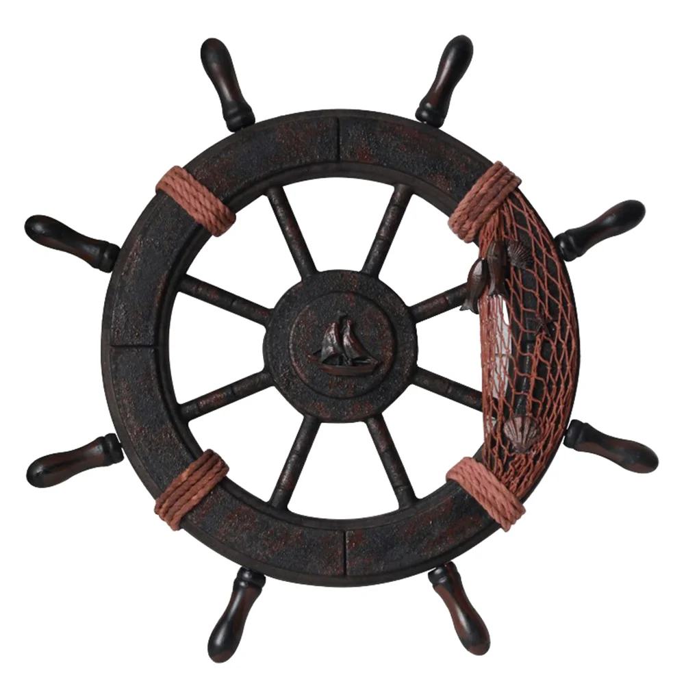 

Wheel Nautical Wall Decor Ship Wooden Hanging Beach Steering Rudder Boat Decoration Ornament Decorations Mediterranean Home