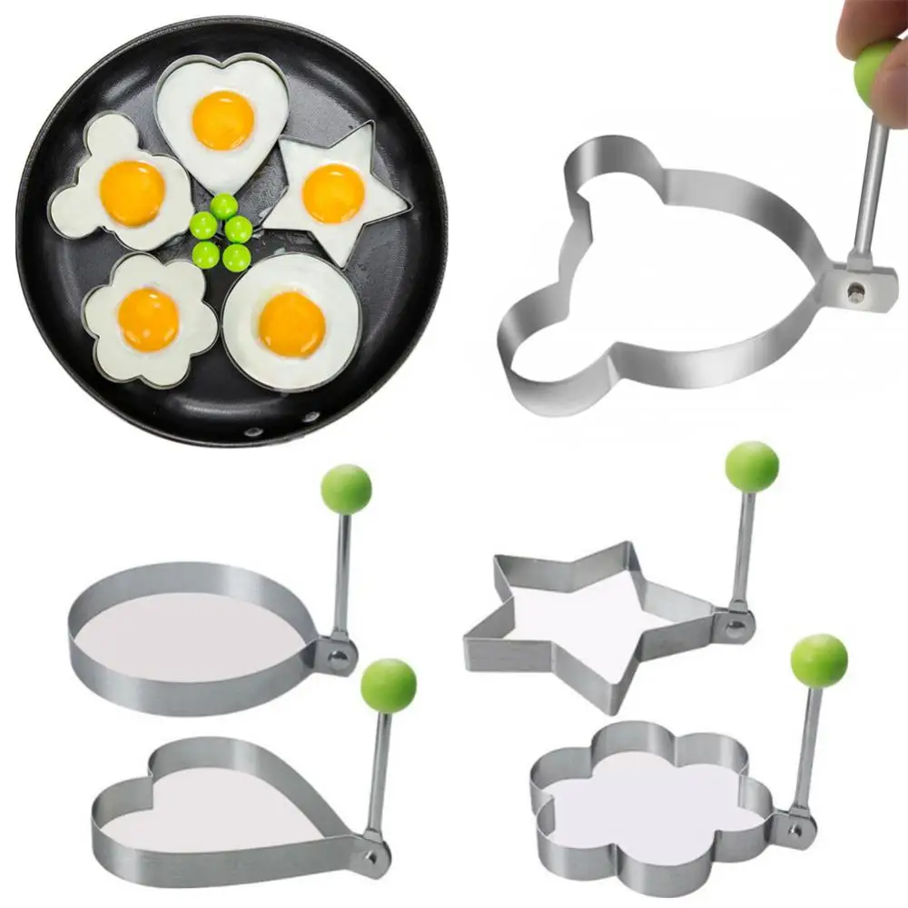 

5 Shapes Stainless Steel Fried Egg Shaper Egg Mold Frying Egg Cooking Tools DIY Breakfast Egg Pancake Rings Baking Tools