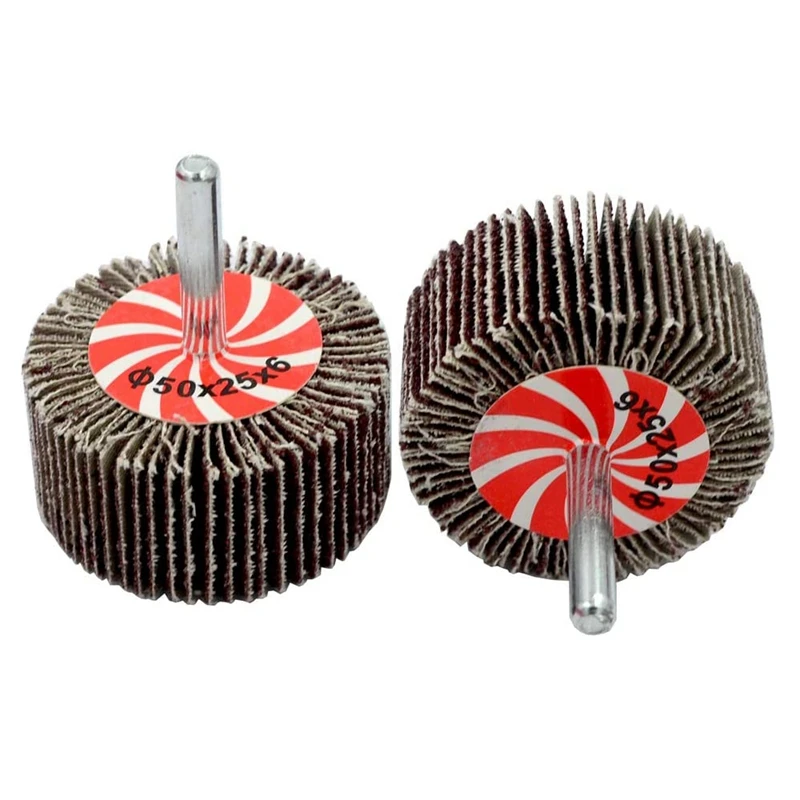 

6 Packs 2 Inch 80 Grit Abrasive Mounted Flap Wheel Sander,1/4 Inch Round Shank Sanding Wheel