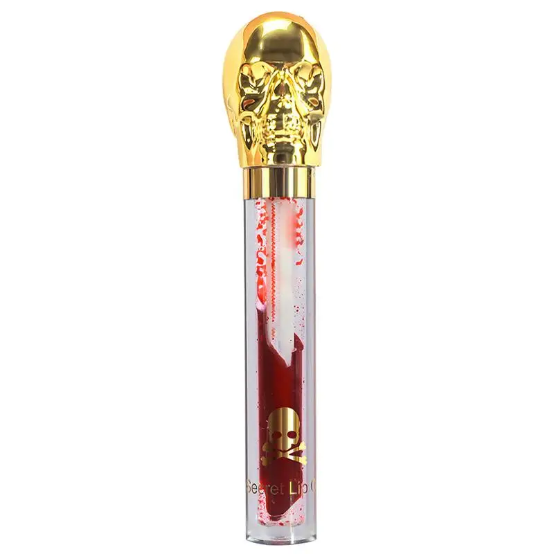 Блеск для губ на Хэллоуин стильный Увлажняющий блеск в виде черепа искусственный