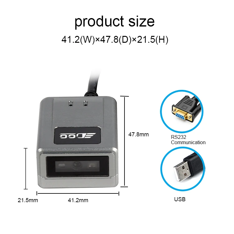 Фото ZXY Edoo Rs232/USB-интерфейс, металлический корпус, прочный промышленный сканер штрих-кода с фиксированным креплением 1d 2d №4