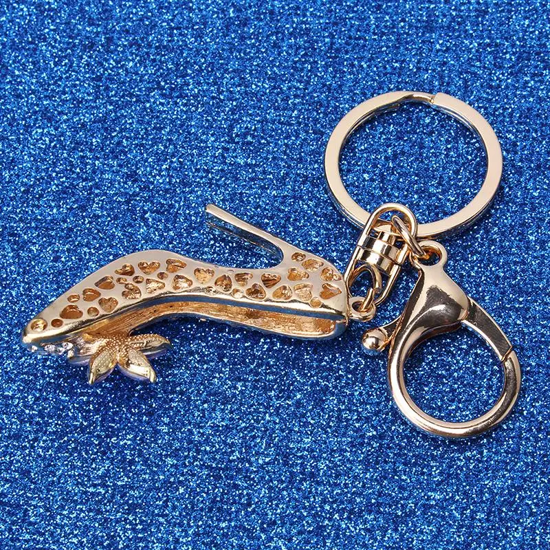 

Heeled Shoes Keychain Rhinestone Crystal Shoe Pendant Car Key Chain Bag Keyring Boutique Gift Decorative Alloy Trendy