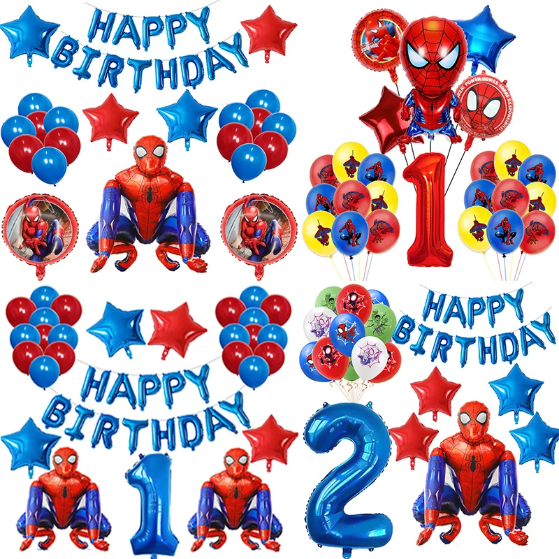 

Cartoon Spiderman Theme 3D Great Spider Foil Balloon Set Kids Happy Birthday Decoration Baby Shower Children Toys Party Supplies