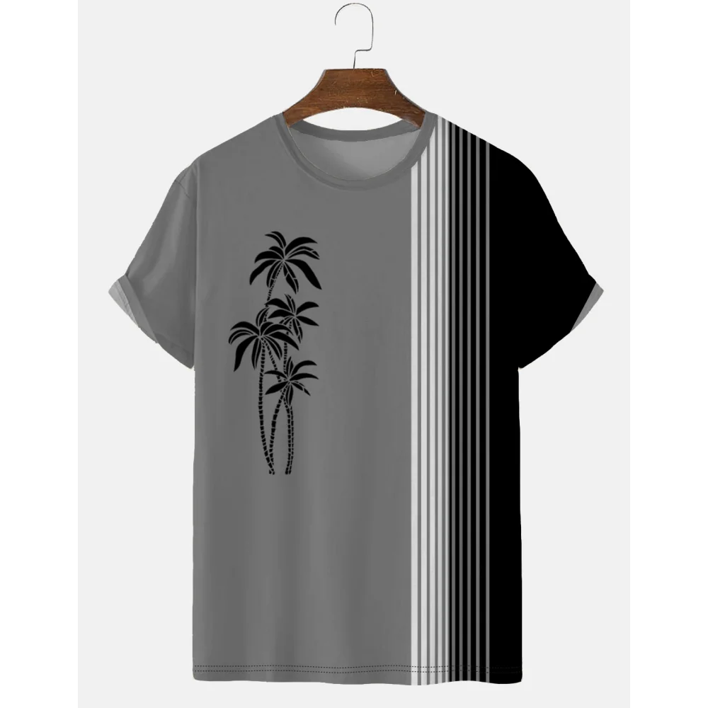 

Coconut T Shirt For Men Oversized Men's T-shirt Striped Beach Short Sleeve Casualshirt Tshirt