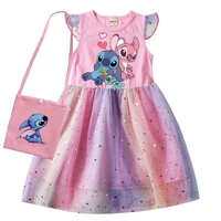 stitch high quality summer short sleeve dress bag girls cotton fashion comfort print baby girl girl princess clothing