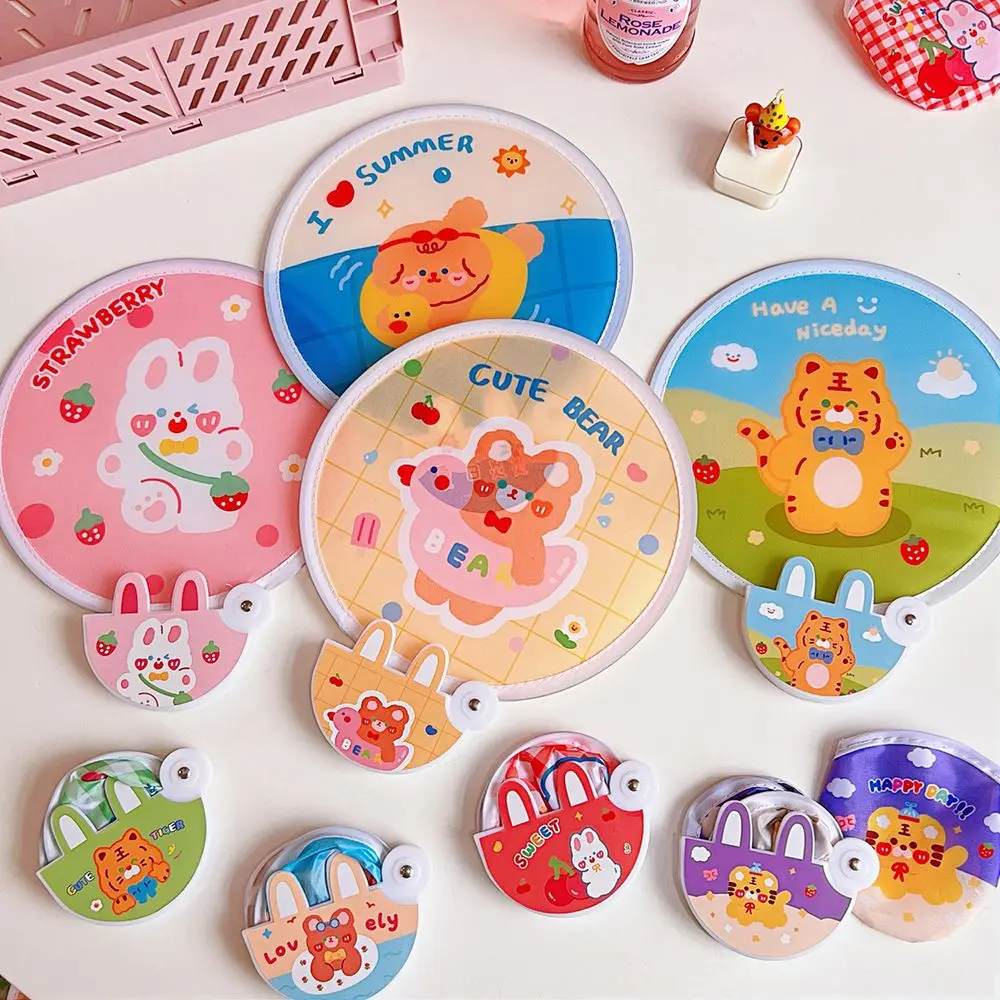 

Exquisite Cute Round Cartoon Folding Fan Collapsible Summer Cooling Handheld