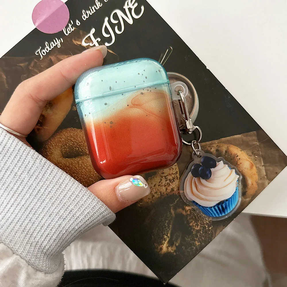 Мягкие чехлы для наушников Ins Gradient Blue Ink Dots AirPods 4 ANC Air Pods 1 2 3 Pro защитный чехол с