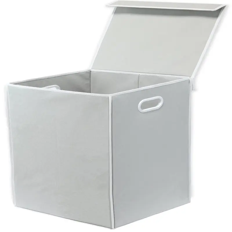 

Foldable Laundry Hamper Basket with Lid, Grey