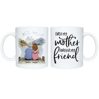 creative white ceramic mug home breakfast milk cup mother and daughter ceramic mark coffee cup