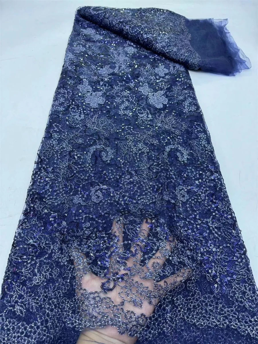 Роскошная африканская кружевная ткань с блестками и бисером 2024 нигерийская