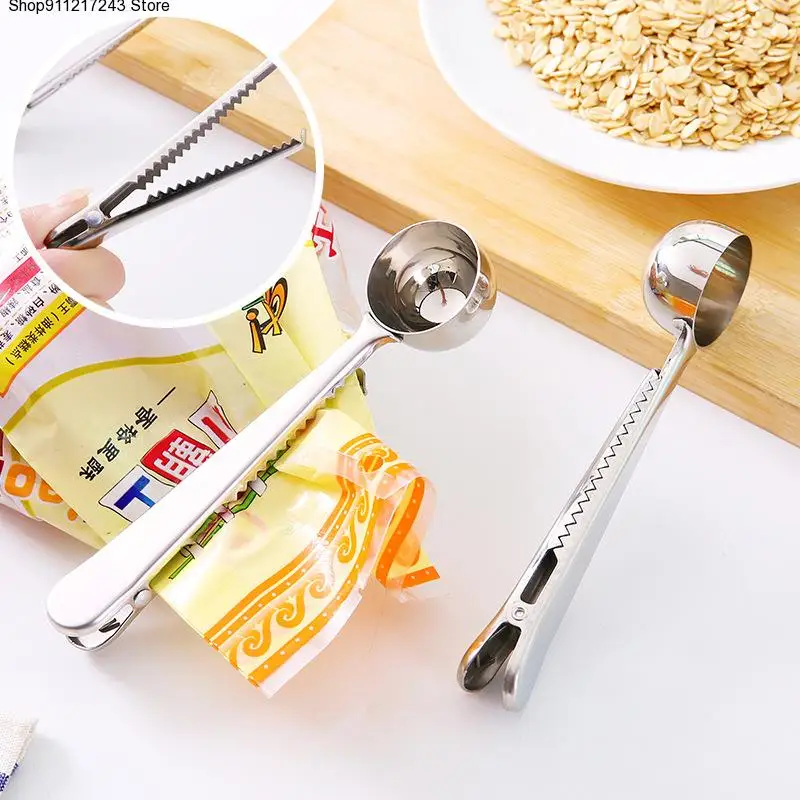 

Multifunction Coffee Scoop With Bag Clip High-quality Stainless Steel Tea Coffee Measuring Scoops Spoon Kitchen Supplies