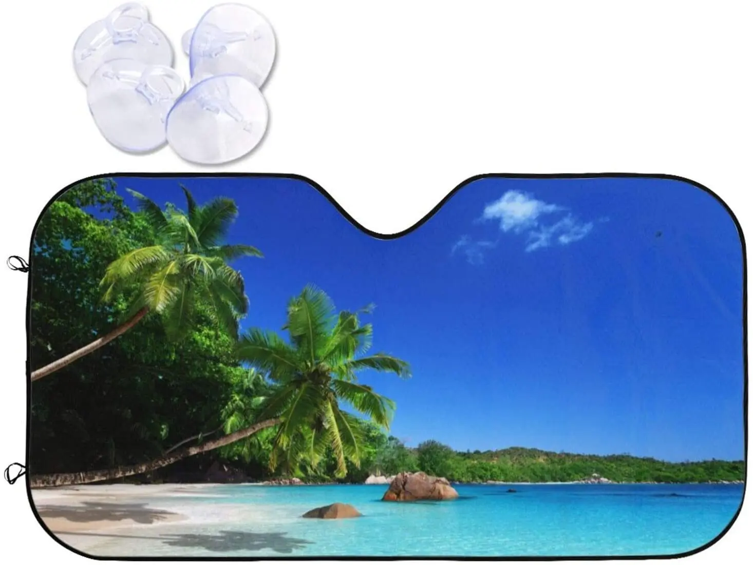 

Paradise Beach Sea Palm Trees Car Sun Shade for Windshield Blocks UV Rays Sun Visor Protector, Sunshade to Keep Your Vehicle Coo