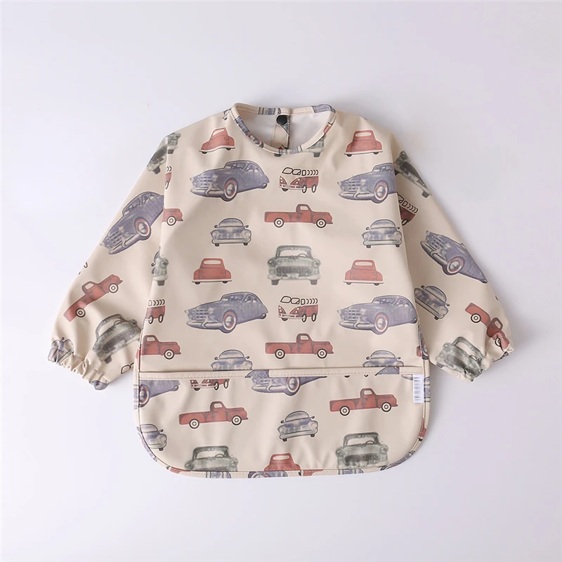 

Baby Bibs Waterproof Infant Eating Bib with Pocket Children Drawing Machine Washable Long Sleeve Apron Kid Burp Cloth Baby Stuff