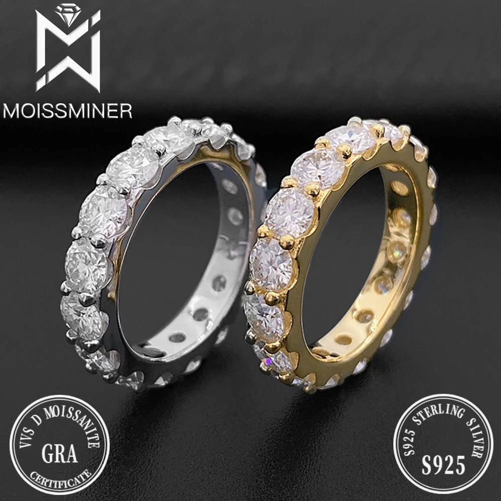 4mm Moissanite Rings For Women S925 Silver Diamond Ring Jewelry Men High-End Jewelry Pass Tester Free Shipping