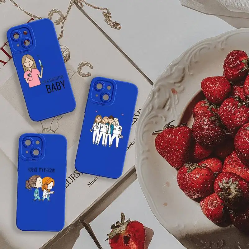 

Cartoon Medicine Doctor Nurse Phone Case For iPhone 13 12 11 Pro MAX Mini X XS XR 7 8 Plus Liquid Silicone Klein Blue
