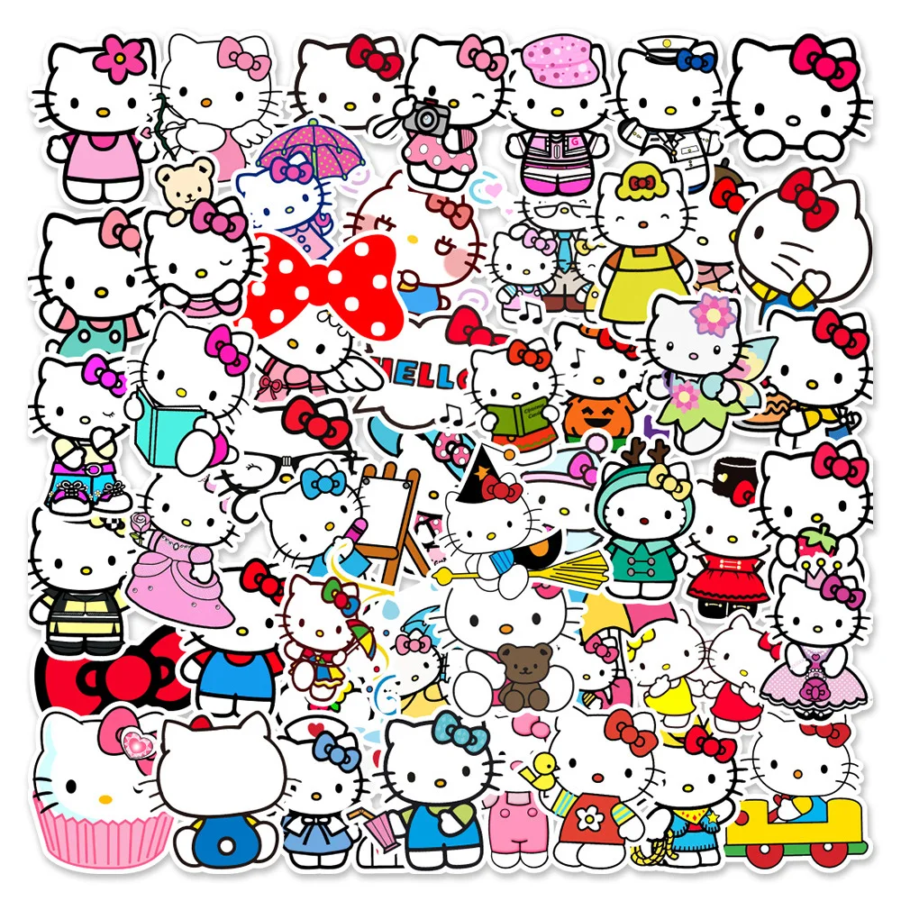 50/100pcs Kawaii Cartoon Sanrio Stickers Aesthetic Hello Kitty My Melody Kuromi Decals Decoration Cute Sticker for Kids Girls images - 6