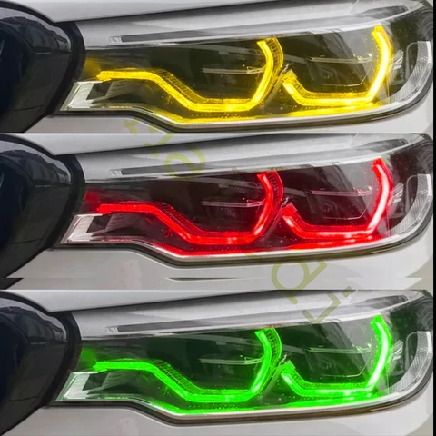 Желтые лимонные дневные огни DRL, светодиодные панели, подходящие для BMW 5 серии G30 G31 F90 M5, модуль фары золотого цвета 2019 года 7214939 7214940