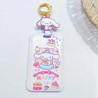 sanrio cartoon card cover kawaii cinnamoroll student school badge meal card protection sleeve doll keychain pendant toy girls