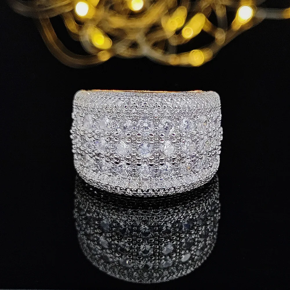 

European and American trendy diamond inlaid diamond ring men's jewelry ring retro hip-hop high-end street disco style jewelry