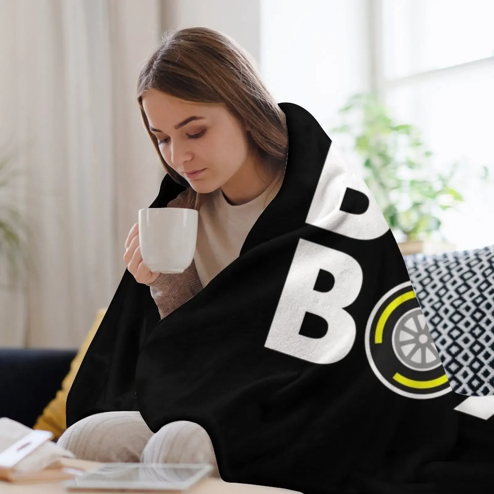 Коробка F1 Шина Состав Белый Текст Дизайн Плед Одеяло Одеяла Фланелевая Ткань