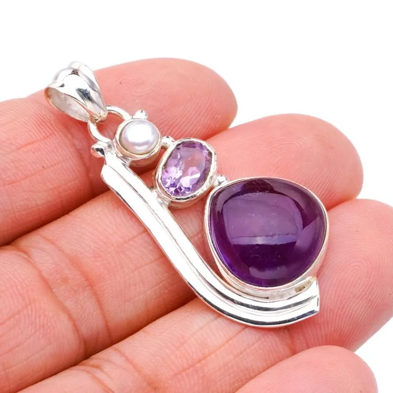 StarGems натуральный аметист речная жемчужина ручной работы 925 пробы серебряная