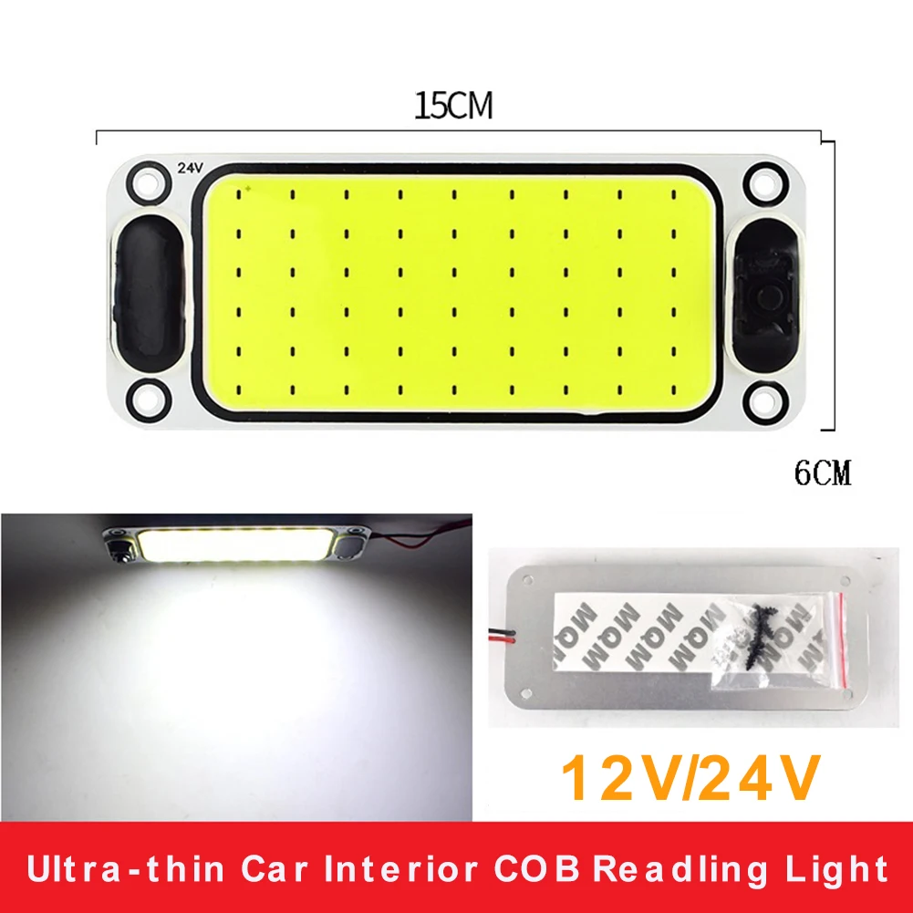 

54LED Car Interior Reading Light COB 12V 24V Roof Celing Panel Lamp High Brightness Dome Map Light with Switch for Car Trunk
