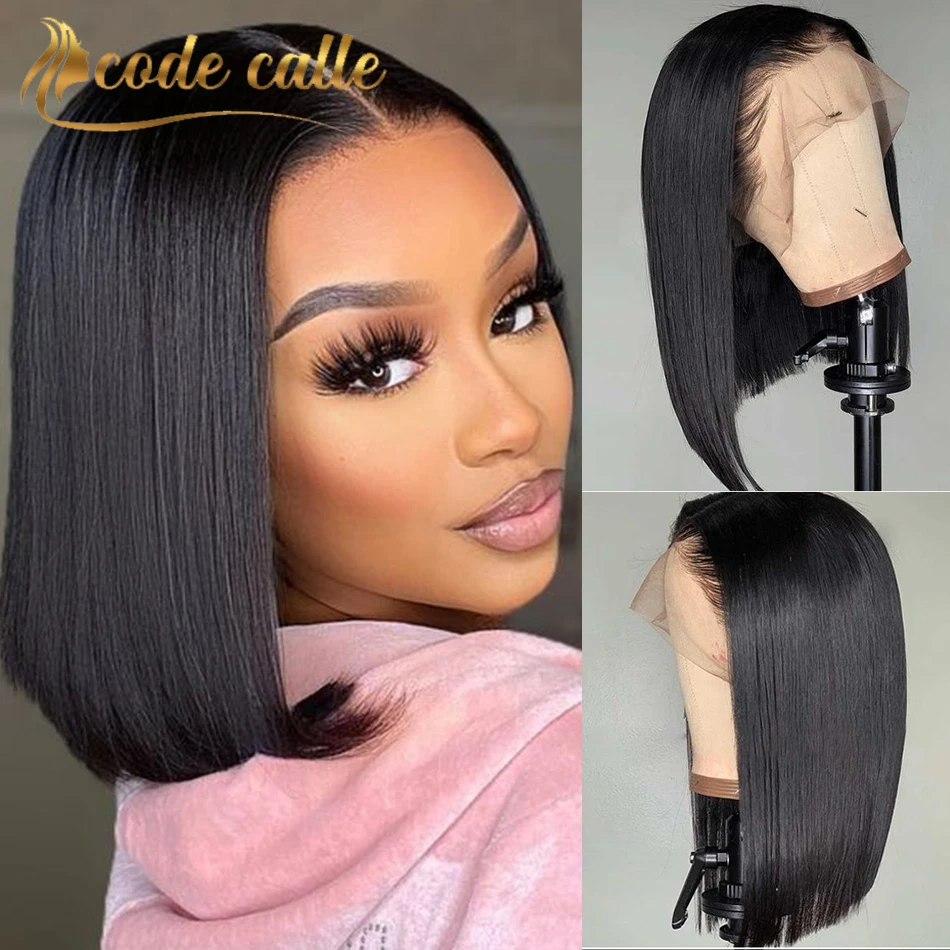

Short Bob Wig Bone Straight Human Hair Wigs for Black Women Pre-Plucked 4X4 Closure Wig Brazilian Hair Lace Wigs 150% Denisty