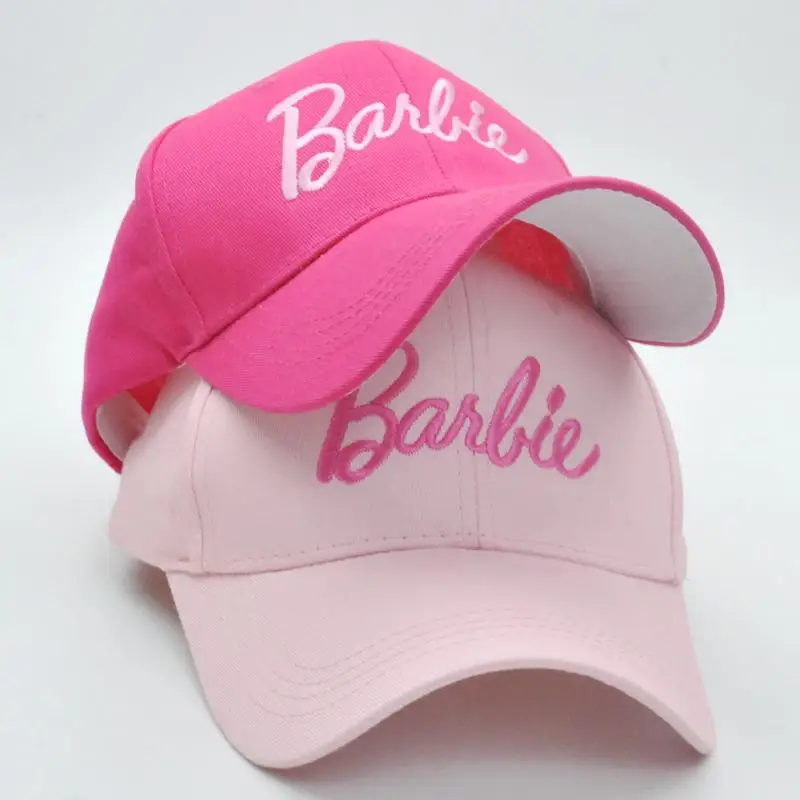

Kawaii Barbie Cartoon Cute Surrounding Pink Hardtop Baseball Cap Embroidered Curved Brim Cap Lovers Hat Toys for Girls