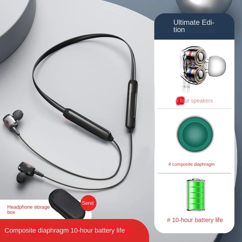 

Наушники 2022, Bluetooth-гарнитура, беспроводная Спортивная высококлассная Проводная гарнитура с креплением на шею, ультрадлинный Срок службы батареи