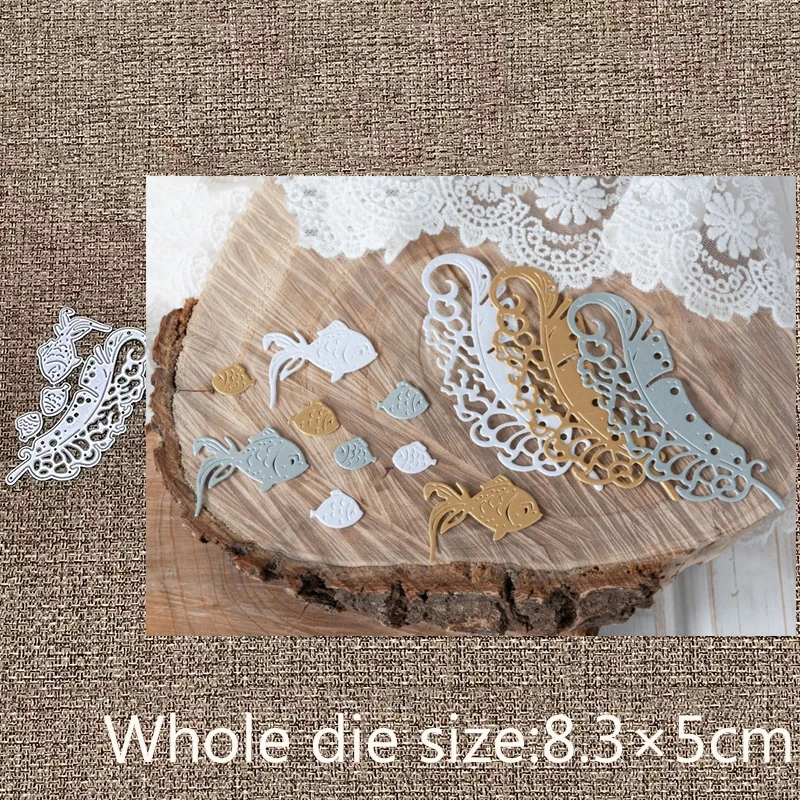 

New Design Craft Metal stencil mold Cutting Die feather fish decoration scrapbook die cuts Album Paper Card Craft Embossing