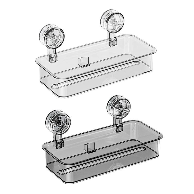 Прозрачная полипропиленовая полка для хранения на присоске ванной комнаты без