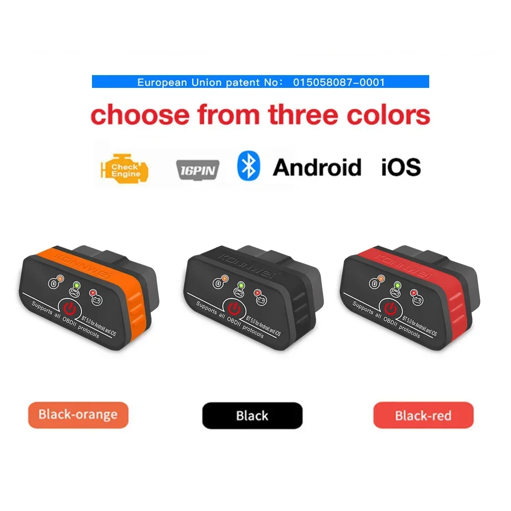 KONNWEI KW901 ELM327 V1.5 Bluetooth 5.0 OBD2 сканер для Android/IOS OBD 2 автомобильный диагностический