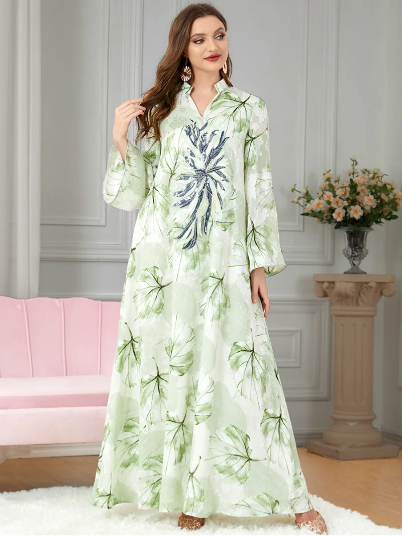 Autumn Morocco Dress Muslim Women Abaya India Stand Collar Abayas Dubai Turkey Party Dresses Kaftan Robe Longue Vestidos Largos