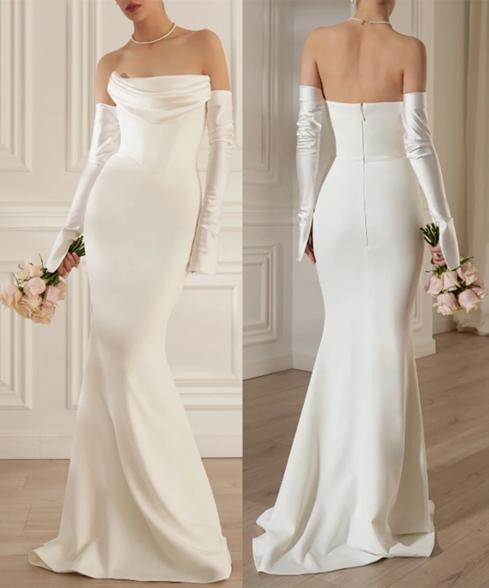 Фото Elegant Slim Evening Dress Sweetheart Wedding Dress Muliti-Color Mermaid Dress With Sleeves vestidos de novia robe de mariée ﻿ №3