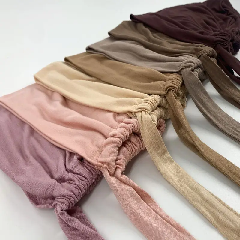 2023 New Soft Modal Muslim Turban Hat Inner Hijab Caps Islamic Underscarf Bonnet India Hat Female Headwrap Turbante Mujer