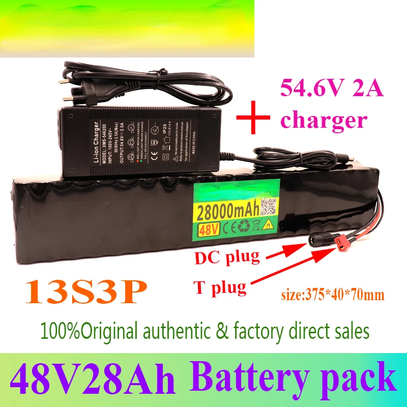 

Rechargeable 18650 Battery Pack Li-Ion 13S3P 48V 28A 780W BMS Electric Bicycle Scooter Batteries Function Overcharge Protection
