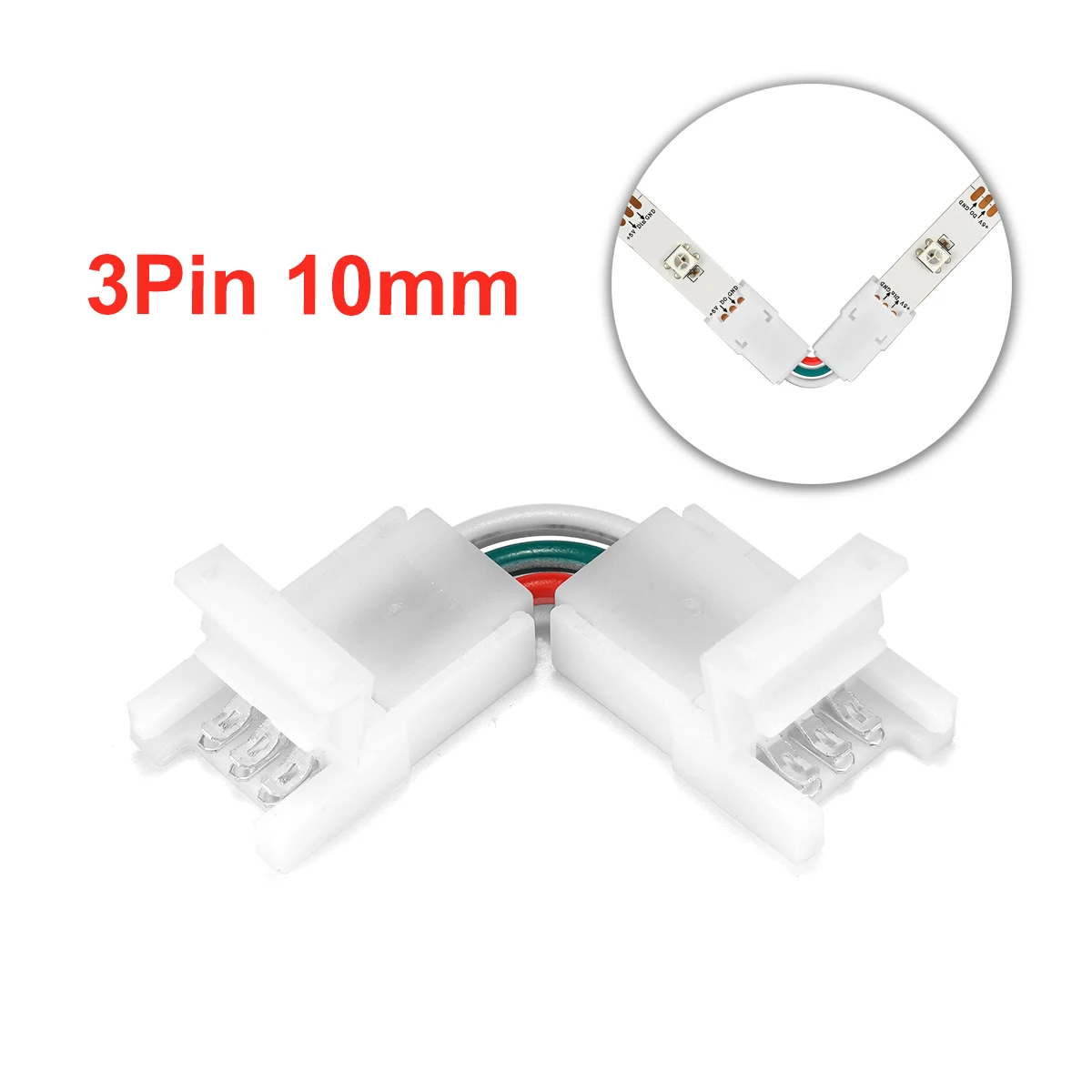 

2-контактный разъем I/L-образной формы для светодиодной ленты 3528 5050 RGB, угол 90 градусов