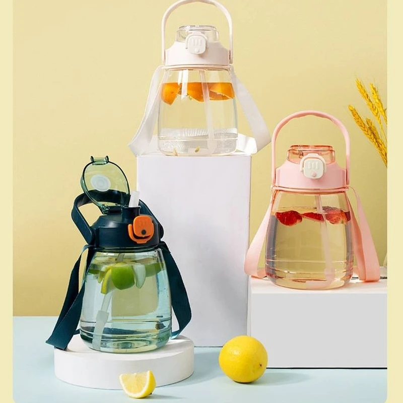 

Big Belly Cup Large-capacity Convenient Kettle Portable Summer Cute Children's Plastic Straw Cup High Value Water Bottles