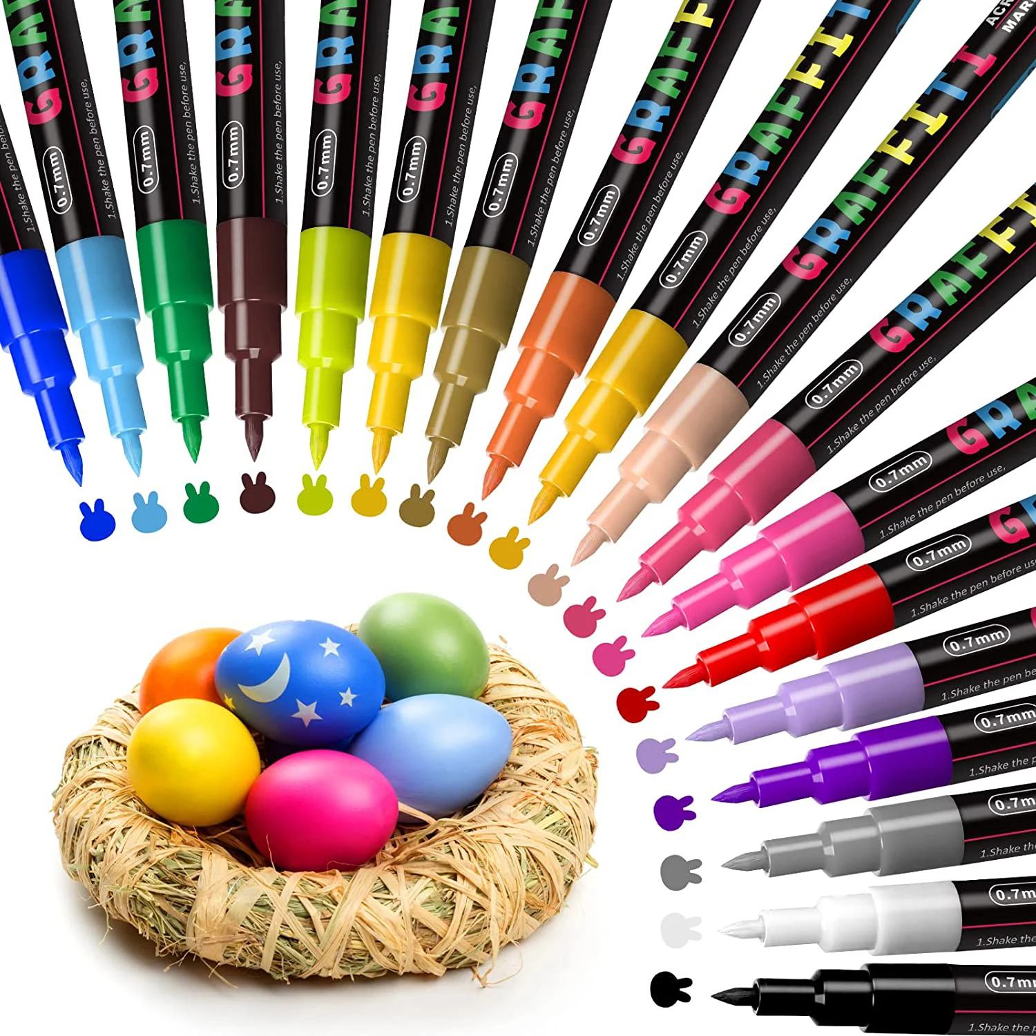 

Acrylic Paint Pens 18 Colors Acrylic Paint Markers 0.7mm Extra Fine Tip Marker Pens Paint Pens for DIY Craft Projects