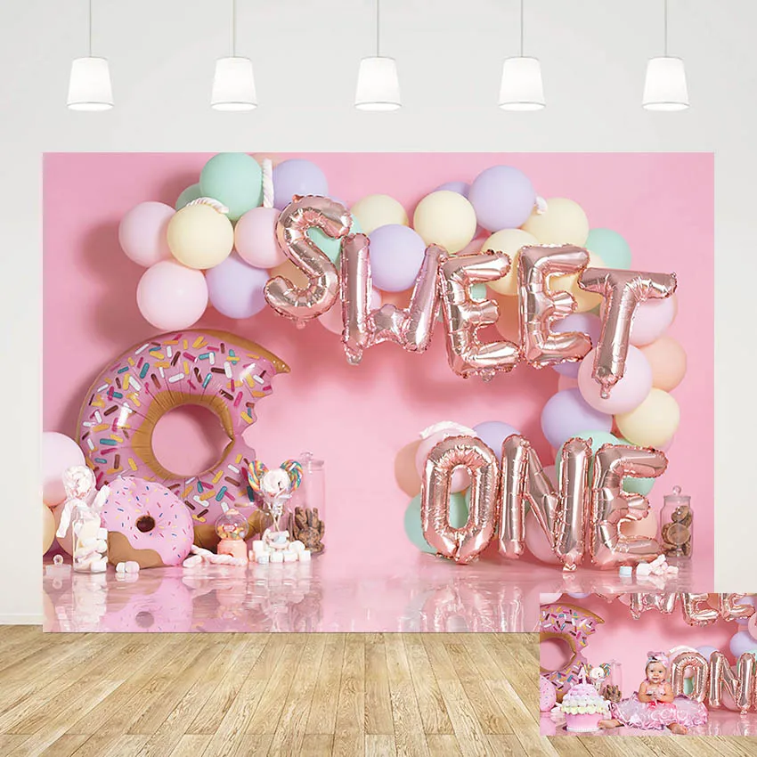 

Фон для фотосъемки Mehofond два милых розовых воздушных шара Милые Пончики леденец земля девушка второй день рождения портрет Фотостудия