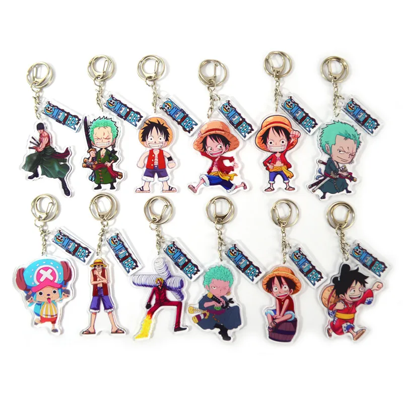 

One Piece Luffy Ace Zoro Keychain Women Key Holder Couples Keyring Acrylic Key Ring Luffy Zoro Chopper Pendant Porte Clef