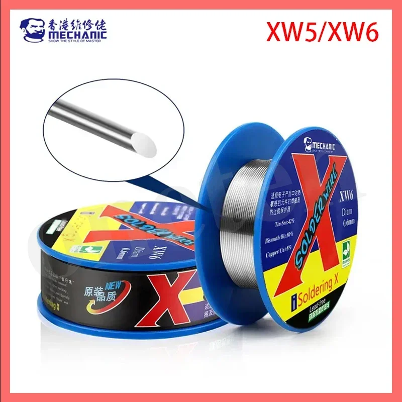 Припой MECHANIC XW5 XW6 высокой чистоты 0 5/0 6 мм 50 г 138 ℃ с низкой температурой плавления