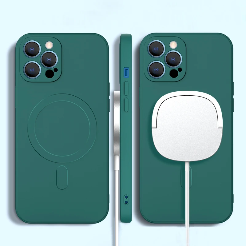 

Liquid Silicone For Magsafe Magnetic Case For iPhone 14 13 12 11 Pro Max iPhone13 13Pro Full Protective Shell Soft Luxury Covers
