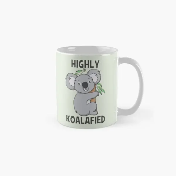 

Highly Koalafied Koala Classic Mug Simple Handle Round Printed Cup Image Tea Picture Gifts Design Drinkware Coffee Photo