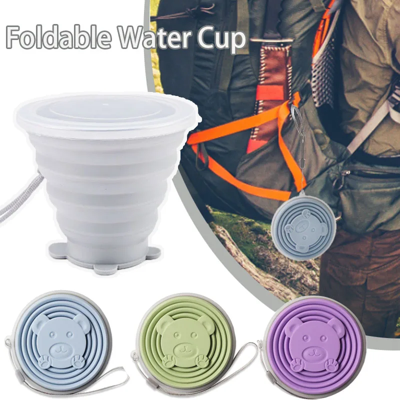 

Folding Cup Travel Portable Foldable Water Cup FoodGrade Silicone Collapsible Teacups Cartoon Outdoor Retractable Coffee Handcup
