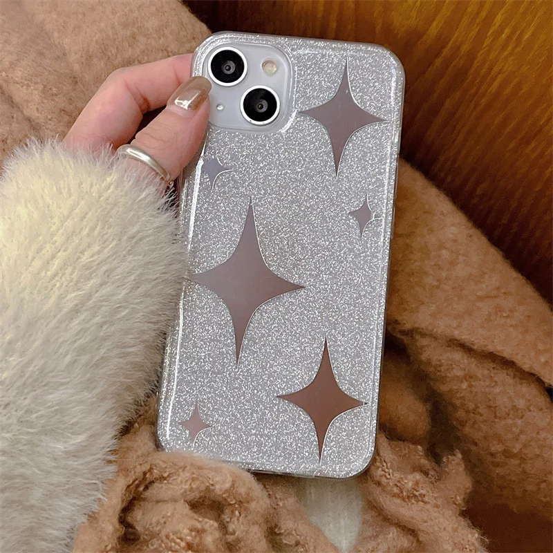 

For iPhone 14Promax 2023 New Ins Net Red Simple Silver Phone Hard Case 14Pro 13Promax 12 11