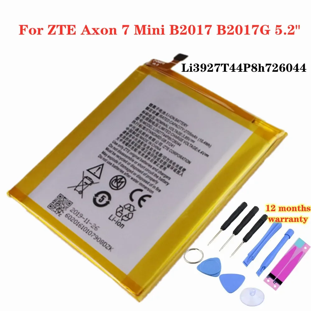 Оригинальный аккумулятор 2705 мАч Li3927T44P8h726044 для ZTE Axon 7 Mini B2017 B2017G, 5,2 дюйма, фотоаккумулятор + Инструменты