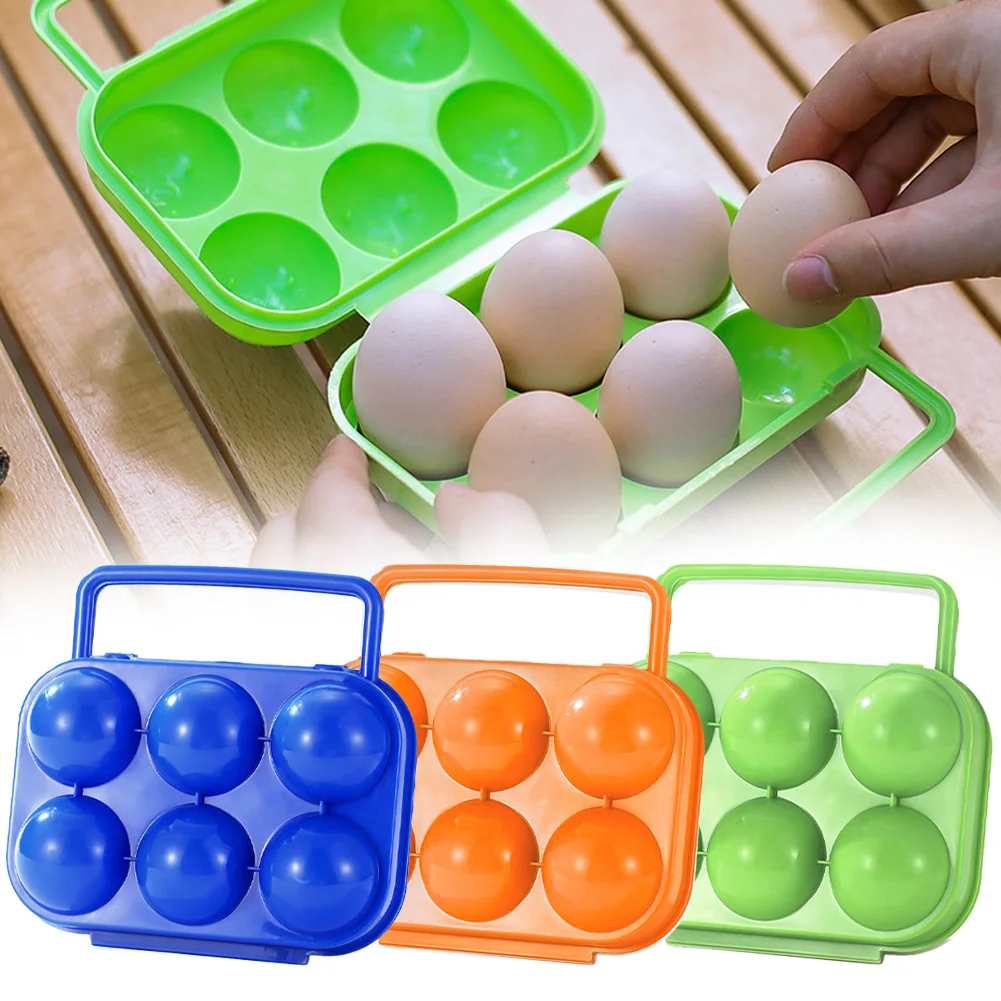 Portable Egg Box Carton Holder Carrier Folding Waterproof Shockproof Egg Storage Tray Box 6 Egg Box ABS Plastic